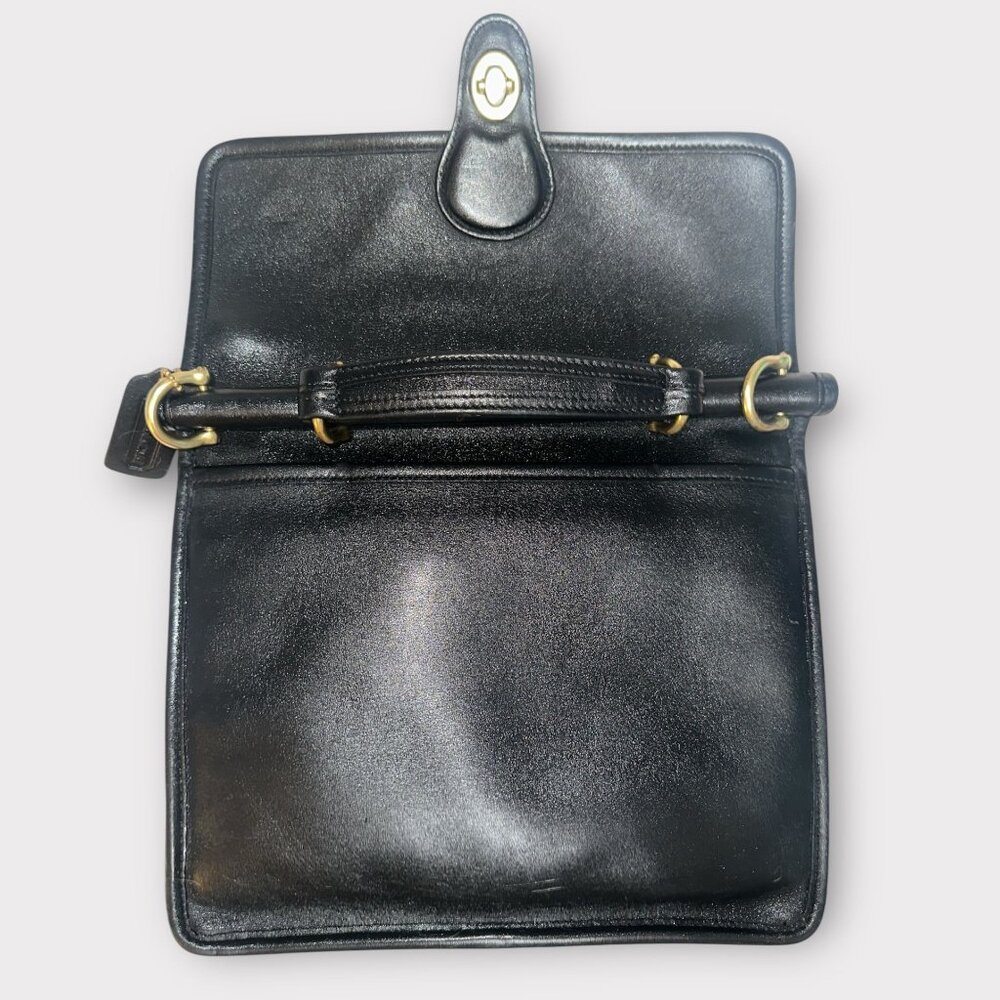 VTG Coach Willis Bag 9927 Black Leather Brass Turnlock Satchel 1994 Costa Rica - Picture 7 of 11